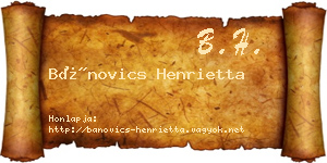 Bánovics Henrietta névjegykártya
